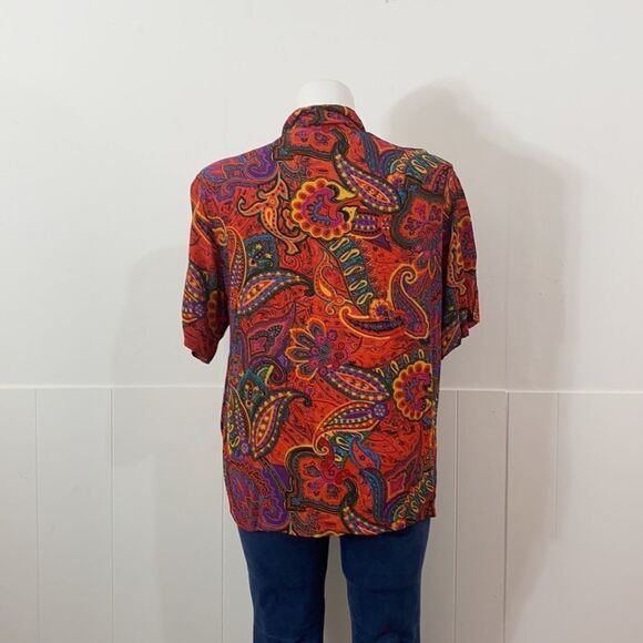 Vintage Vibrant Paisley Button Down Pocket Top - Picture 5 of 6